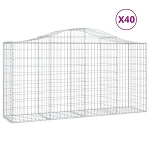 vidaXL Gabionen mit Hochbogen 40 Stk 200x50x100/120cm Verzinktes Eisen