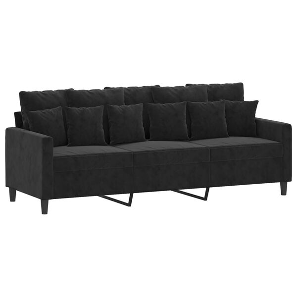 vidaXL 3-Sitzer-Sofa Schwarz 180 cm Samt
