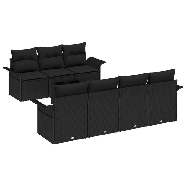 vidaXL Gartensofa-set mit Kissen 8 pcs Schwarz Poly-Rattan