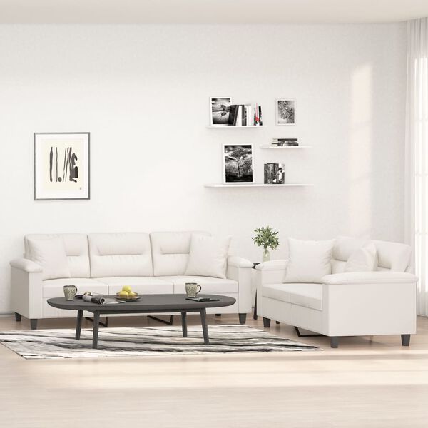 vidaXL 2-tlg. Sofagarnitur mit Kissen Beige Mikrofasergewebe