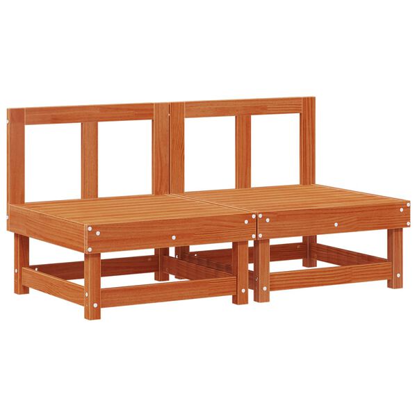 vidaXL Garten Mittelssofa Massives Kiefernholz Wachsbraun