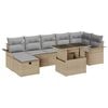 vidaXL Garten-Sofa-Set mit Kissen mit Speicher 8 pcs Beige Poly Rattan