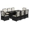 vidaXL 9-tlg. Garten-Essgruppe mit Kissen Schwarz Poly Rattan