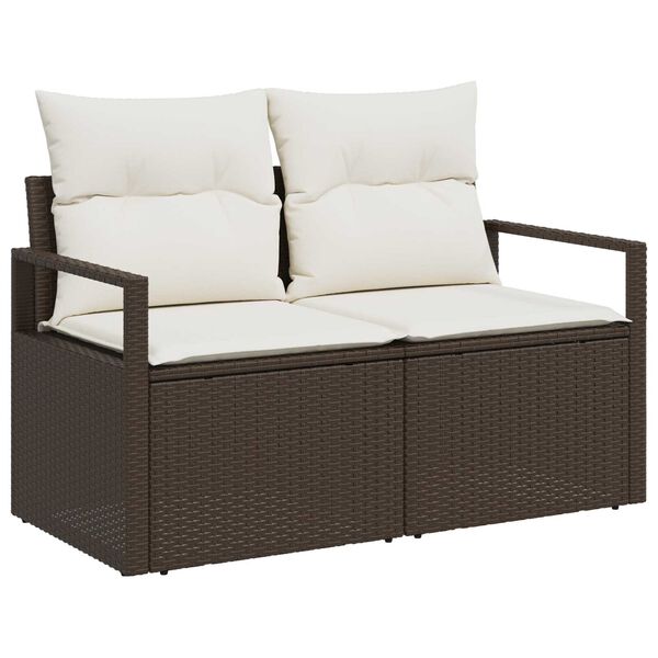 vidaXL Sofa Set 8 pcs Braun und Creme Poly-Rattan