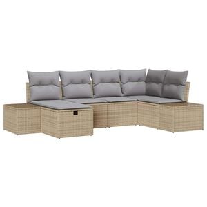 vidaXL Gartensofa-set mit Kissen 6 pcs Beige Poly-Rattan