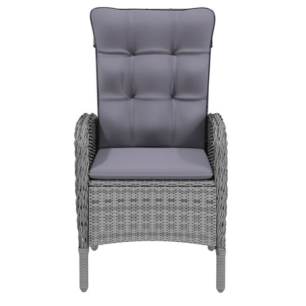 vidaXL 7-tlg. Garten-Essgruppe Poly Rattan Grau