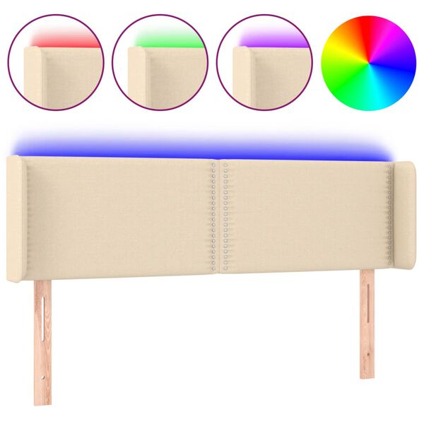 vidaXL LED Kopfteil Creme 147x16x78/88 cm Stoff