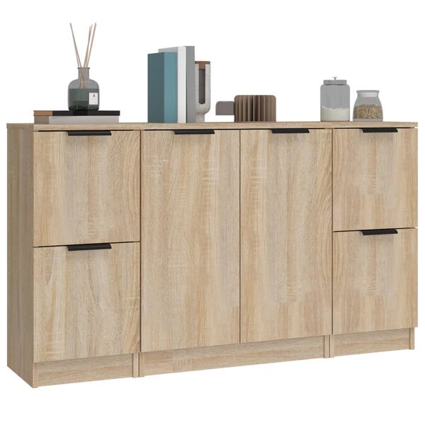vidaXL Sideboards 3 Stk. Sonoma-Eiche Holzwerkstoff