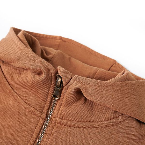 Kinder-Kapuzenpullover mit Halbem Rei&szlig;verschluss Anthrazit Cognac 116