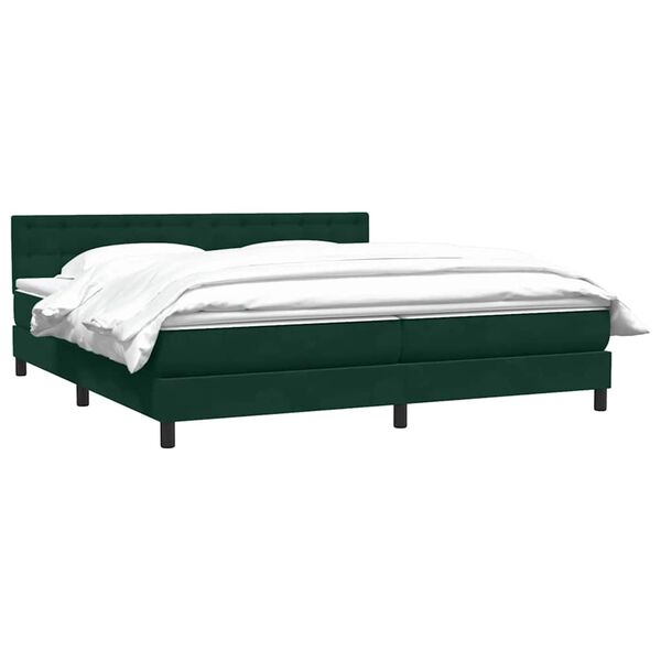 vidaXL Boxspringbett mit Matratze Dunkelgr&uuml;n 200x210 cm Samt