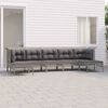 vidaXL 7-tlg. Garten-Lounge-Set mit Kissen Grau Poly Rattan