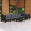 vidaXL 7-tlg. Garten-Lounge-Set mit Kissen Schwarz Kiefernholz
