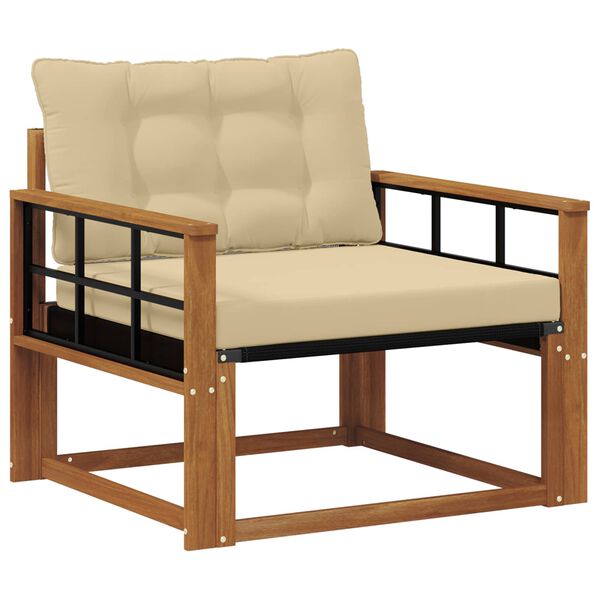 vidaXL Outdoor-Sofagarnitur Massives Akazienholz und Textilene Natur