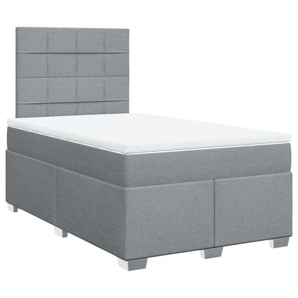 vidaXL Boxspringbett mit Matratze Hellgrau 120x200 cm Stoff