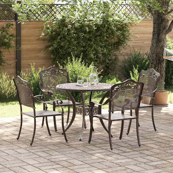 vidaXL Garten Essgruppe 5 pcs Bronze Aluminium