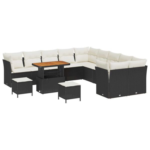 vidaXL Gartensofa-set 13 pcs Schwarz Poly-Rattan