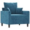 vidaXL Sessel mit Hocker Blau 60 cm Samt