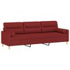 vidaXL 3-Sitzer-Sofa mit Kissen Weinrot 210 cm Stoff