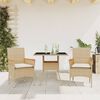 vidaXL 3-tlg. Garten-Essgruppe mit Kissen Beige Poly Rattan und Glas