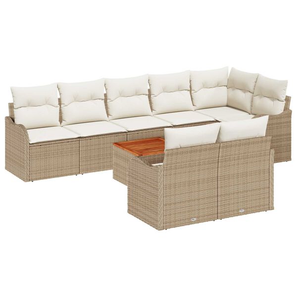 vidaXL Garten-Sofa-Set 9 pcs Beige und Wei&szlig;