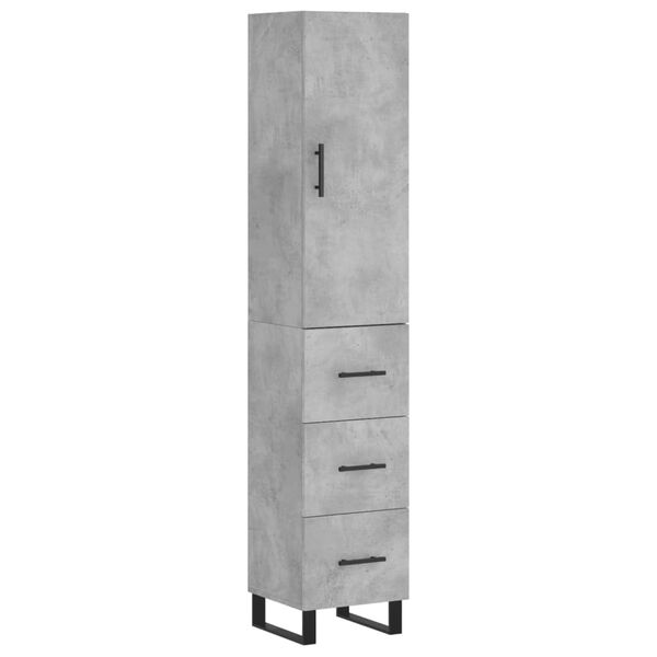 vidaXL Highboard Betongrau 34,5x34x180 cm Holzwerkstoff