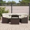 vidaXL Garten-Sofa-Set mit Kissen 7 pcs Braun und Creme Poly-Rattan