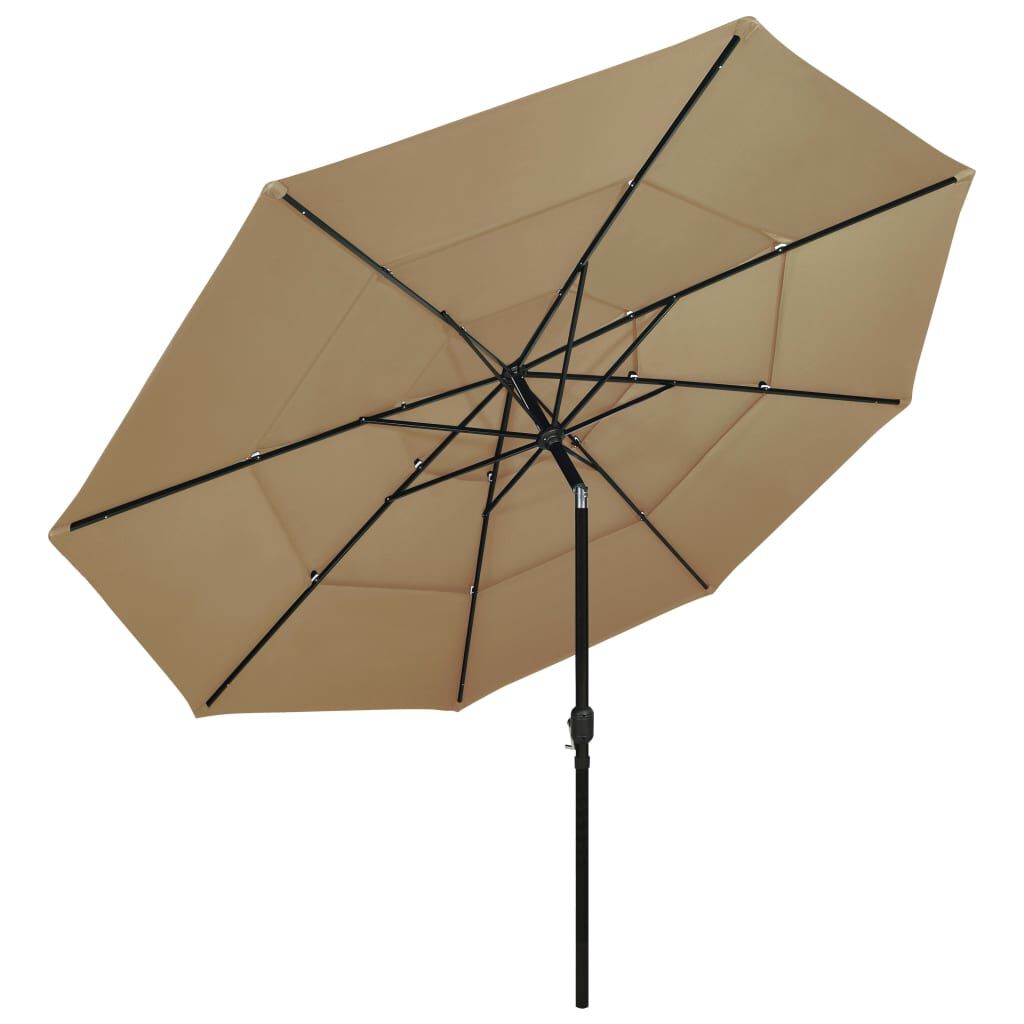 Tidyard Ampelschirm 300x300 Cm – Taupe, Aluminium-Mast, 8 Rippen, Kipp- & Drehbar, UV-Schutz