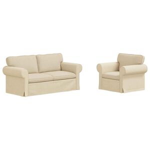 vidaXL Sofa 2 pcs Creme 175 x 82 x 80 cm Stoff