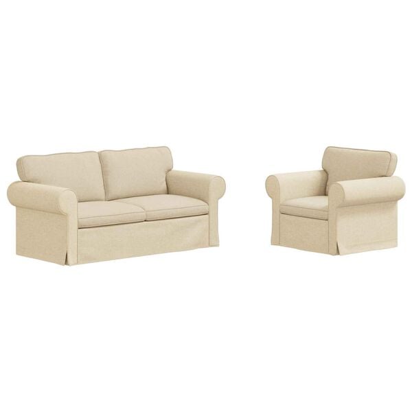 vidaXL Sofa 2 pcs Creme 175 x 82 x 80 cm Stoff