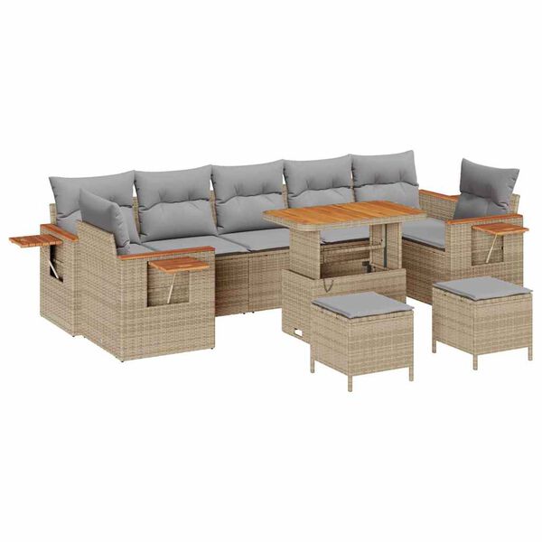 vidaXL Gartensofa-set mit Kissen 13 pcs Beige und Hellgrau Poly-Rattan