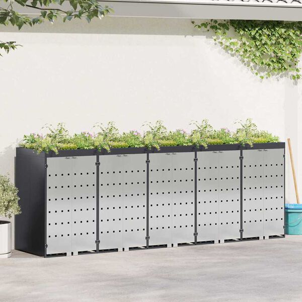 vidaXL Wagenmüllbehälter für 5 Behälter Anthrazit