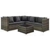 vidaXL 4-tlg. Garten-Lounge-Set mit Auflagen Poly Rattan Grau