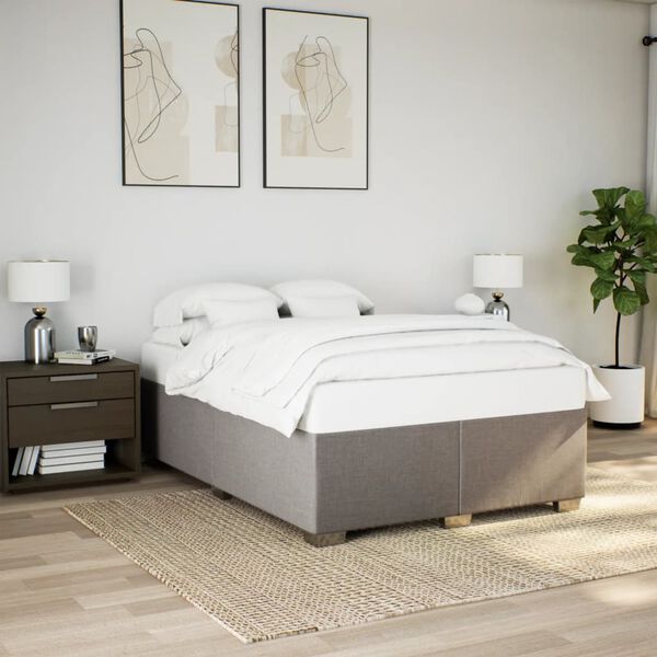 vidaXL Boxspringbett mit Matratze Taupe 140x190 cm Stoff