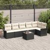 vidaXL Garten-Sofa-Set mit Kissen 7 pcs Schwarz Poly Rattan