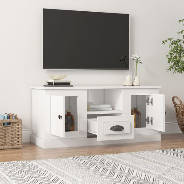 vidaXL TV-Schrank Hochglanz-Weiß 100x35,5x45 cm Holzwerkstoff