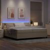 vidaXL LED Boxspringbett Hellgrau und Wei&szlig; 200 x 200 cm Cordstoff