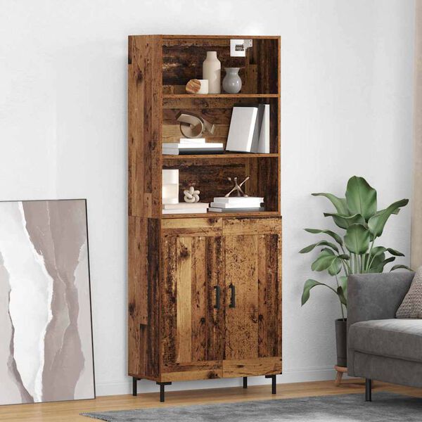 vidaXL Highboard Altholz 69,5 x 34 x 180 cm Holzwerkstoff