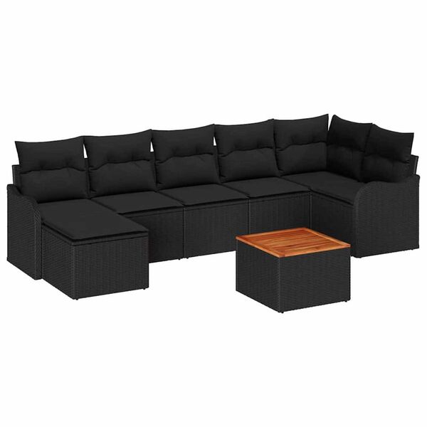 vidaXL Gartensofa-set mit Speicher 8 pcs Schwarz Poly-Rattan