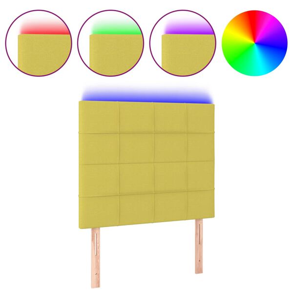 vidaXL LED Kopfteil Gr&uuml;n 90x5x118/128 cm Stoff