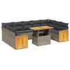 vidaXL 10-tlg. Garten-Sofagarnitur mit Kissen Grau Poly Rattan