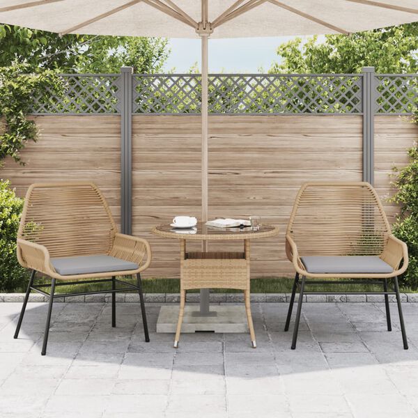 vidaXL Gartenstühle 2 Stk. mit Kissen Braun Poly Rattan