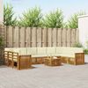 vidaXL Ecksofa Set mit Kissen 11 pcs Natur und Creme Massivholz Akazie