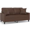 vidaXL 2-Sitzer-Sofa mit Kissen Braun 140 cm Kunstleder