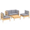 vidaXL 5-tlg. Garten-Lounge-Set mit Grauen Kissen Kiefer Massivholz
