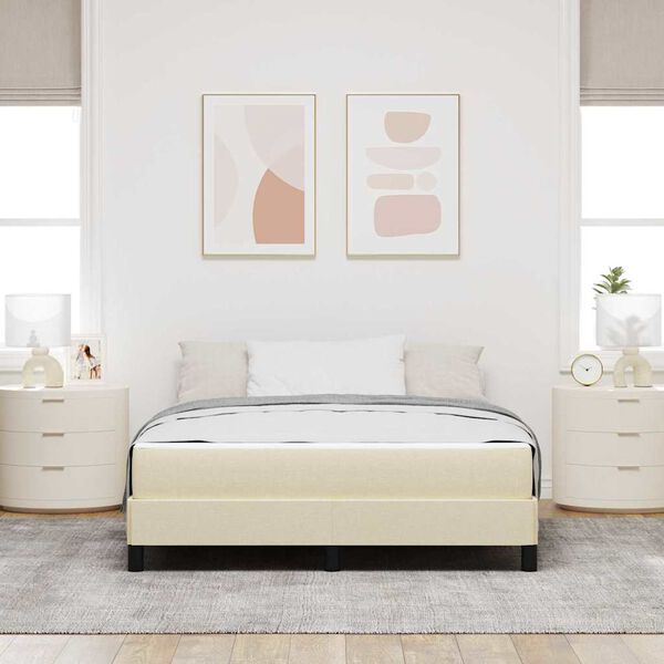 vidaXL Boxspringbett mit Matratze Creme 140 x 200 cm Stoff