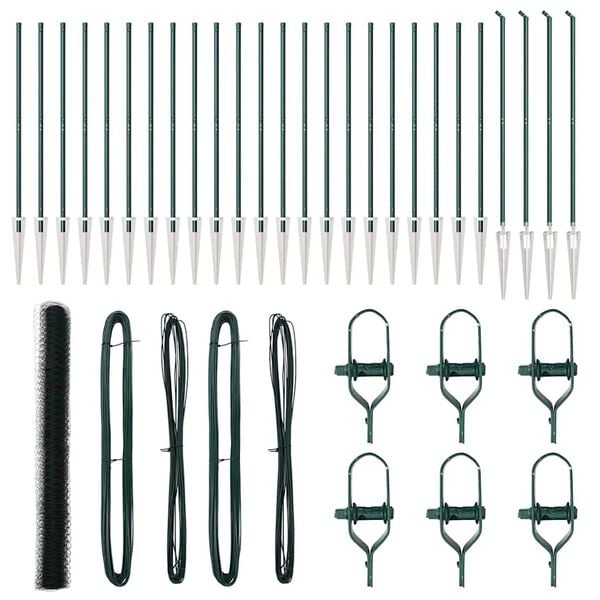 vidaXL Zaunpfosten Gr&uuml;n 50 x 1,5 m (50 mm Maschen) Stahl und PVC