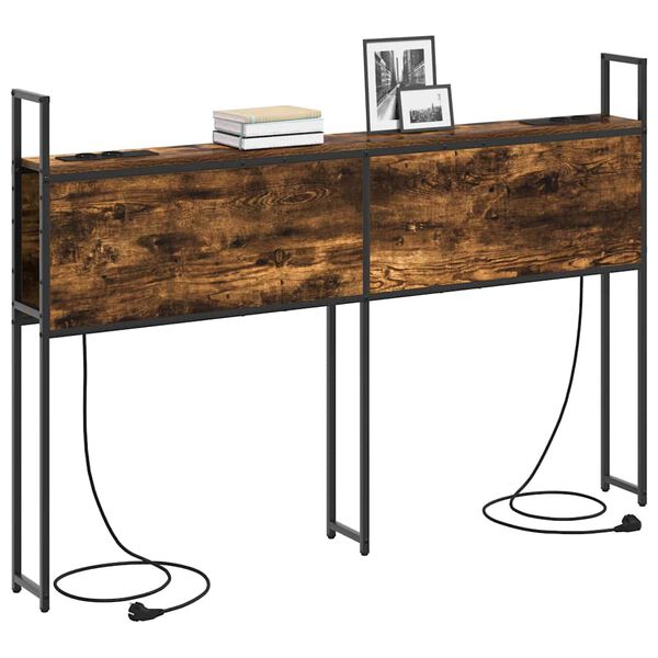 vidaXL Kopfteil mit Stauraum mit Ladestation mit Regal R&auml;uchereiche