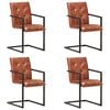 vidaXL Freischwinger 4 Stk. Braun Echtleder