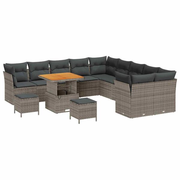 vidaXL Gartensofa-set 13 pcs Grau Poly-Rattan