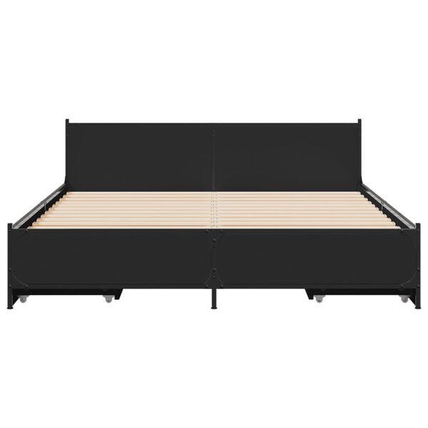 vidaXL Bettgestell mit Schubladen Schwarz 135x190 cm Holzwerkstoff